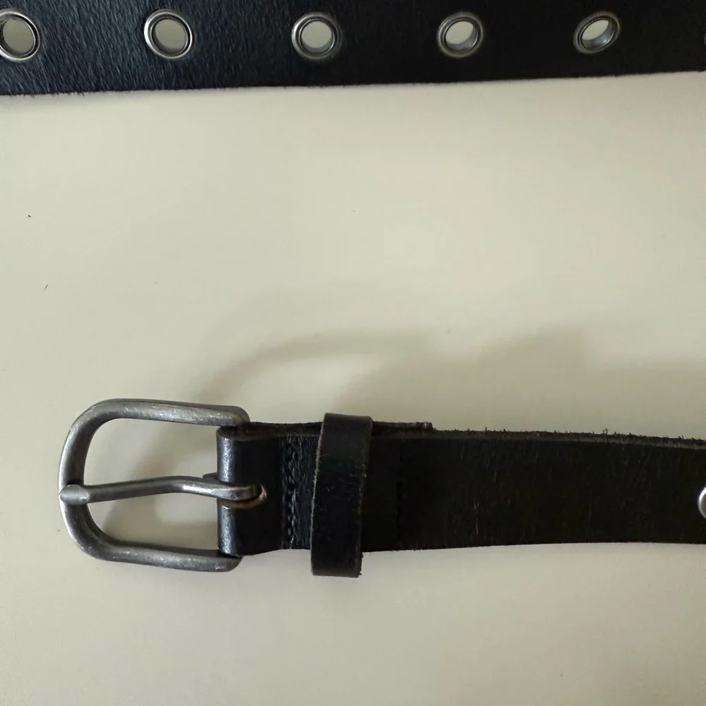 Black Leather Belt with Silver Buckle